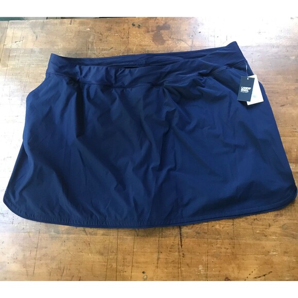 Lands' End Women Size 26W Solid Navy Blue Swim Skort Skirt Bottom Plus New - Picture 1 of 7